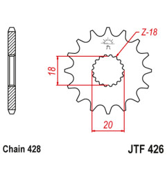JT ZĘBATKA PRZEDNIA 426 11 SUZUKI GN 125 '92-'00, GS 125 '79-'00 (42611JT) (ŁAŃC. 428) NA ZAMÓWIENIE