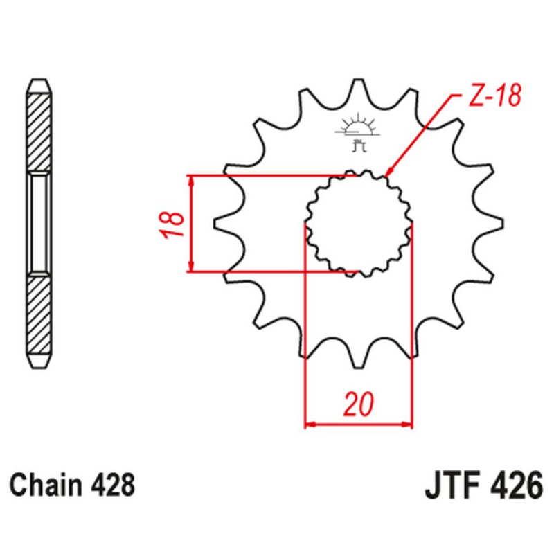 JT ZĘBATKA PRZEDNIA 426 11 SUZUKI GN 125 '92-'00, GS 125 '79-'00 (42611JT) (ŁAŃC. 428) NA ZAMÓWIENIE JT ZĘBATKA PRZEDNIA 426 11 SUZUKI GN 125 '92-'00, GS 125 '79-'00 (42611JT) (ŁAŃC. 428) NA ZAMÓWIENIE
