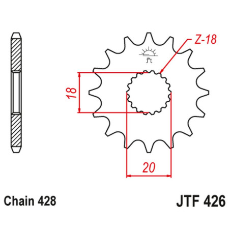 JT ZĘBATKA PRZEDNIA 426 11 SUZUKI GN 125 '92-'00, GS 125 '79-'00 (42611JT) (ŁAŃC. 428) NA ZAMÓWIENIE