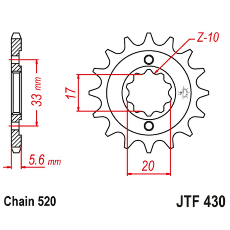 JT ZĘBATKA PRZEDNIA 430 12 KAWASAKI KXF 250 '04-'05, SUZUKI RMZ 250 '04-'05 (43012JT) (ŁAŃC. 520) JT ZĘBATKA PRZEDNIA 430 12 KAWASAKI KXF 250 '04-'05, SUZUKI RMZ 250 '04-'05 (43012JT) (ŁAŃC. 520)
