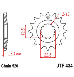 JT ZĘBATKA PRZEDNIA 434 13 SUZUKI DR 250 '82-'87, GZ 250, GN 250 (ŁAŃC. 520) (43413JT)