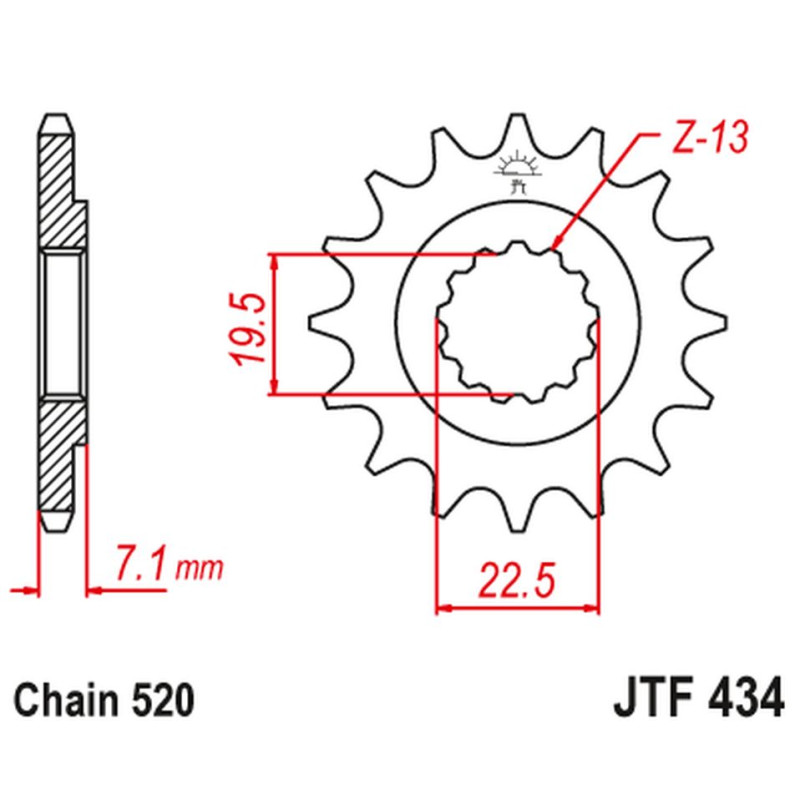 JT ZĘBATKA PRZEDNIA 434 13 SUZUKI DR 250 '82-'87, GZ 250, GN 250 (ŁAŃC. 520) (43413JT) JT ZĘBATKA PRZEDNIA 434 13 SUZUKI DR 250 '82-'87, GZ 250, GN 250 (ŁAŃC. 520) (43413JT)