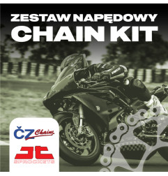 CZ ZESTAW NAPĘDOWY KOMPLETNY YAMAHA FZS 1000 FAZER '01-'05 (ZĘBATKI JT, PRZEDNIA Z GUMĄ, ŁAŃCUCH CZ DZX, ZAKUWKA)