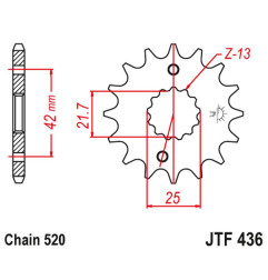 JT ZĘBATKA PRZEDNIA 438 14 SUZUKI GSX 400 F '81-'86, RG 250 GAMMA '83-'88 (43814JT) - MOŻE ZASTĄPIĆ JTF565.14