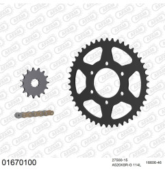 AFAM 2026/04 ZESTAW NAPĘDOWY KAWASAKI ER 6 N 2006-2016 (27500-15, 16606-46, A520XSR-G 114L) KOLOR ZŁOTY