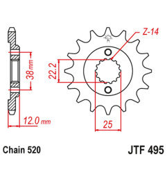 JT ZĘBATKA PRZEDNIA 495 15 DUCATI PASO SPORT 750 '86-90' (49515JT) (ŁAŃC. 520)