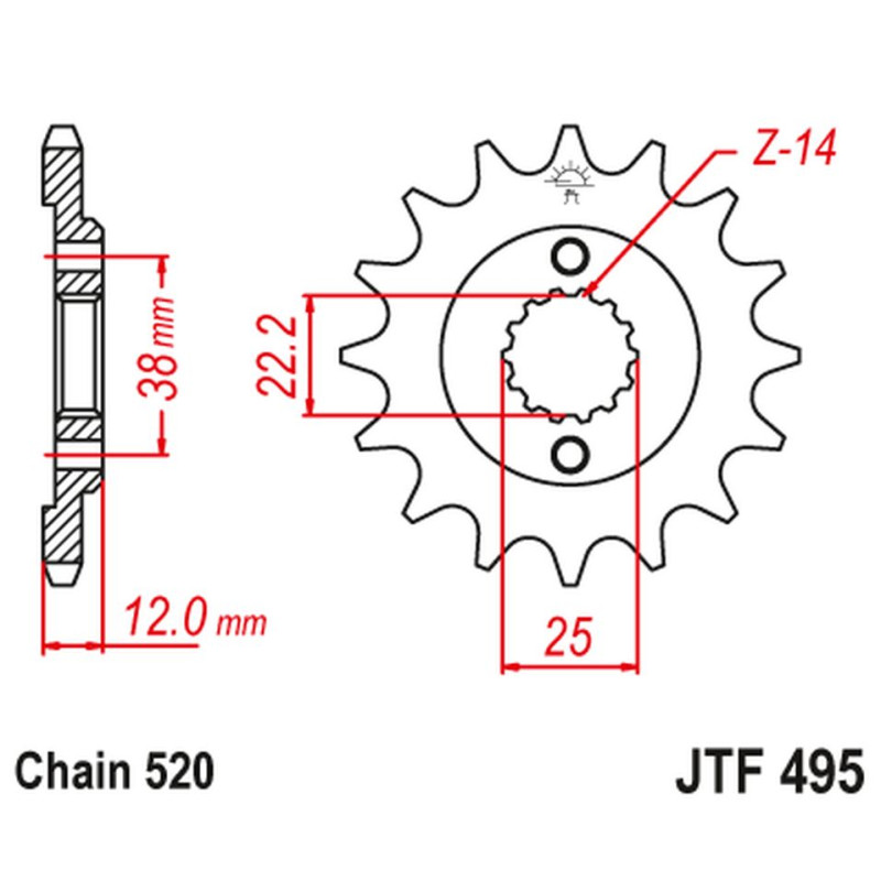 JT ZĘBATKA PRZEDNIA 495 15 DUCATI PASO SPORT 750 '86-90' (49515JT) (ŁAŃC. 520) JT ZĘBATKA PRZEDNIA 495 15 DUCATI PASO SPORT 750 '86-90' (49515JT) (ŁAŃC. 520)