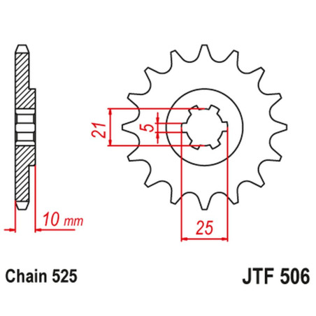 JT ZĘBATKA PRZEDNIA 506 14 KAWASAKI S1 250 '73-75' KH 250 '75-82' (50614JT) (ŁAŃC. 525) NA ZAMÓWIENIE