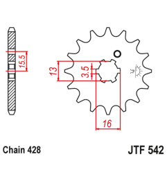 JT ZĘBATKA PRZEDNIA 542 10 YAMAHA DT 80 MX-S '83-84' (54210JT) (ŁAŃC. 428)