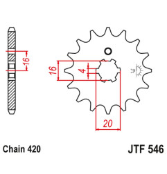 JT ZĘBATKA PRZEDNIA 560 16 KAWASAKI KX 65/80/85 (56016JT) (ŁAŃC. 420) (+2)