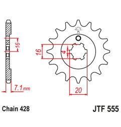 JT ZĘBATKA PRZEDNIA 555 13 YAMAHA DT 80 LC1/LC2 '83-'95, TZR 80 '92-'95 (55513JT) (ŁAŃC. 428)