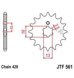JT ZĘBATKA PRZEDNIA 415 16 YAMAHA RD 80 MX '81-82' (41516JT) (ŁAŃC. 420)