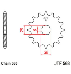 JT ZĘBATKA PRZEDNIA 568 16 YAMAHA XS 650 '75-'81, XS650 SE '78-'83 (56816JT) (ŁAŃC. 530) NA ZAMÓWIENIE