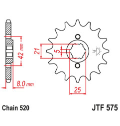 JT ZĘBATKA PRZEDNIA 575 13 YAMAHA XT 600 '83-'86, TT600, XT550 (57513JT) (ŁAŃC. 520)