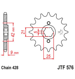 JT ZĘBATKA PRZEDNIA 576 19 YAMAHA XT 350 '85-00' (57619JT) (ŁAŃC. 428)