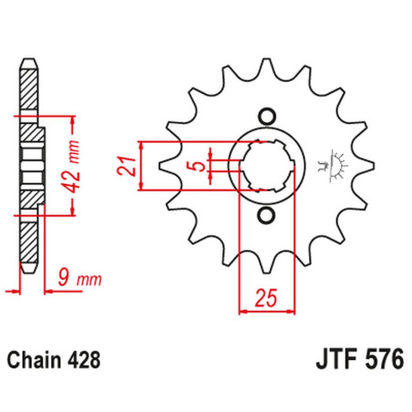 JT ZĘBATKA PRZEDNIA 576 19 YAMAHA XT 350 '85-00' (57619JT) (ŁAŃC. 428)