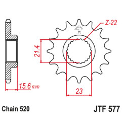 JT ZĘBATKA PRZEDNIA 441 15 YAMAHA XT 600 '89-'98, XTZ 660 '91-'98 (44115JT) (ŁAŃC. 520)