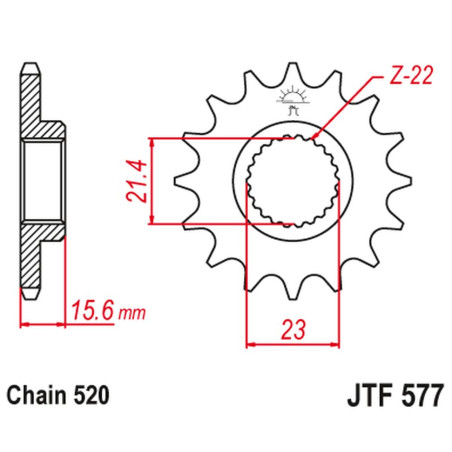 JT ZĘBATKA PRZEDNIA 441 15 YAMAHA XT 600 '89-'98, XTZ 660 '91-'98 (44115JT) (ŁAŃC. 520)