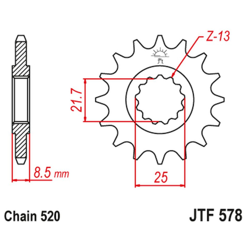 JT ZĘBATKA PRZEDNIA 585 14 KAWASAKI ZX-6R/RR '07-17, YAMAHA XTZ 750 '90-'98 (58514JT) (ŁAŃC. 520) (-2) JT ZĘBATKA PRZEDNIA 585 14 KAWASAKI ZX-6R/RR '07-17, YAMAHA XTZ 750 '90-'98 (58514JT) (ŁAŃC. 520) (-2)