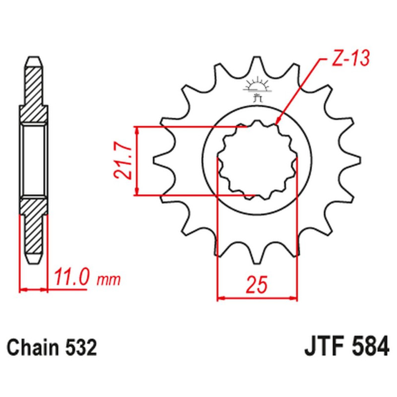 JT ZĘBATKA PRZEDNIA 442 15 YAMAHA R6 '99-'05, FZR 1000 (44215JT) (ŁAŃC. 532) JT ZĘBATKA PRZEDNIA 442 15 YAMAHA R6 '99-'05, FZR 1000 (44215JT) (ŁAŃC. 532)