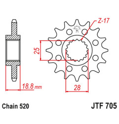 JT ZĘBATKA PRZEDNIA 2098 15 APRILIA 1000 RSV '98-09' (209815JT) (ŁAŃC. 520)