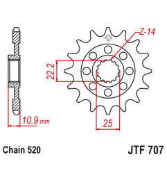 JT ZĘBATKA PRZEDNIA 2145 14 APRILIA 450/550 RXV-SXV 06-12 SWM300/500 (214514JT) (ŁAŃC.520)