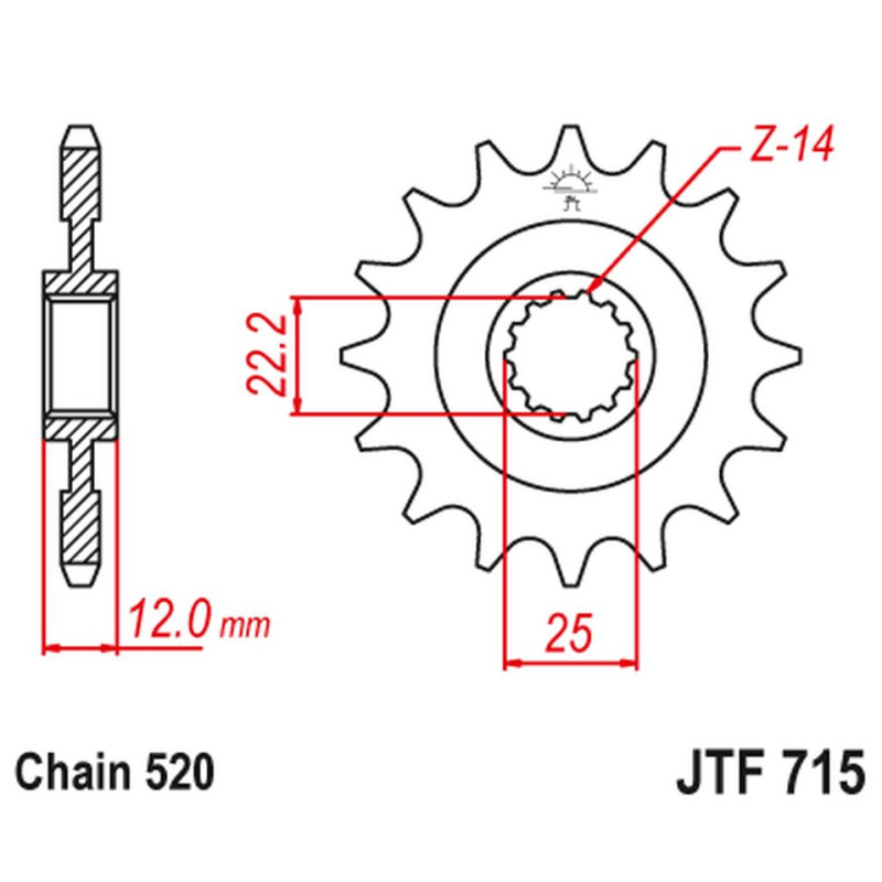 JT ZĘBATKA PRZEDNIA 2102 13 GAS GAS EC 125/200/250/300/400/450/515 '00-18' (210213JT) (ŁAŃC.520)