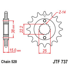 JT ZĘBATKA PRZEDNIA 7001 14 DUCATI 907 PASO SPORTS '90-'93 (700114JT) (ŁAŃC. 520)