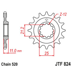 JT ZĘBATKA PRZEDNIA 727 12 HUSQVARNA CR/WR/TC/TE 125/250/300/310/410/510/610 (72712JT) (ŁAŃC. 520)