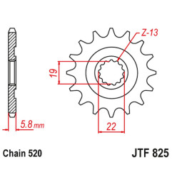 JT ZĘBATKA PRZEDNIA 825 13 HUSQVARNA TC/TE/TXC 250/310 '09-13' (82513JT) (ŁAŃC. 520)