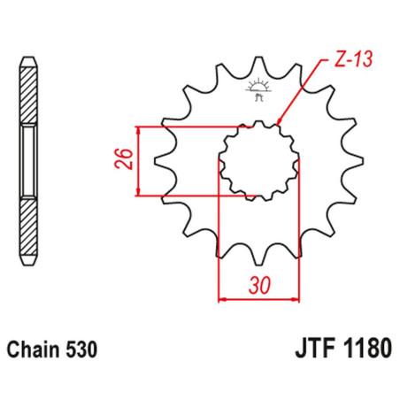 JT ZĘBATKA PRZEDNIA 2090 17 Z GUMĄ TRIUMPH DAYTONA 955/SPRINT ST/SPRINT GT (209017JTRB) (ŁAŃC. 530)