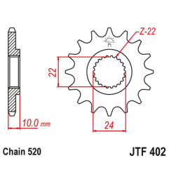 JT ZĘBATKA PRZEDNIA 402 16 Z GUMĄ BMW F 650 '94-'15, APRILIA PEGASO 650 '98-'04 (40216JTRB) (ŁAŃC. 520)