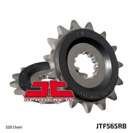 JT ZĘBATKA PRZEDNIA 565 15 Z GUMĄ KAWASAKI ER6F/N '06-'14, KLE 650 '06-'20, EX650, SUZUKI SV 650 16-19 (56515JTRB)
