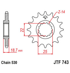 JT ZĘBATKA PRZEDNIA 2254 15 Z GUMĄ DUCATI MULTISTRADA 1200 '10-'16 (225415JTRB) (ŁAŃC. 530)