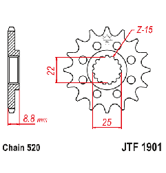 JT ZĘBATKA PRZEDNIA Z GUMĄ 1248 13 KTM SX/EXC '91-'25, BETA, GASGAS, HUSQVARNA (124813RB) (ŁAŃC. 520)