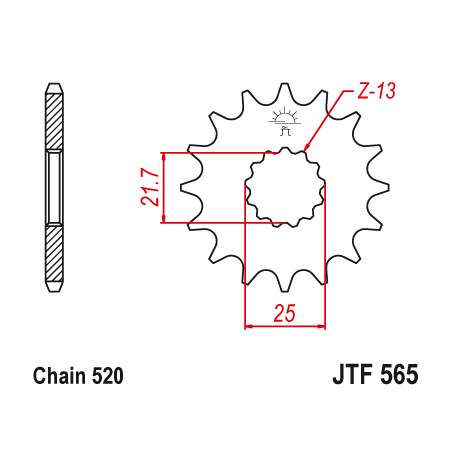 JT ZĘBATKA PRZEDNIA Z GUMĄ 565 14 YAMAHA YZF/WRF 400/426/450, CF MOTO 400 '19