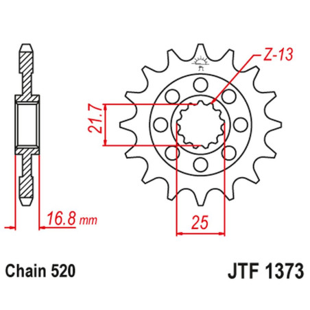 JT ZĘBATKA PRZEDNIA 2042 17 Z GUMĄ HONDA NC 750X/S/DCT '14-'15, INTEGRA 750 DCT '14-'15 (204217JTRB)* (ŁAŃC. 520)