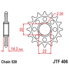 JT ZĘBATKA PRZEDNIA BMW G 310GS '16-"20, G310R '16-'20 (JTF406.15)* (ŁAŃC. 520) (-1)