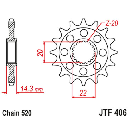 JT ZĘBATKA PRZEDNIA BMW G 310GS '16-"20, G310R '16-'20 (JTF406.15)* (ŁAŃC. 520) (-1)