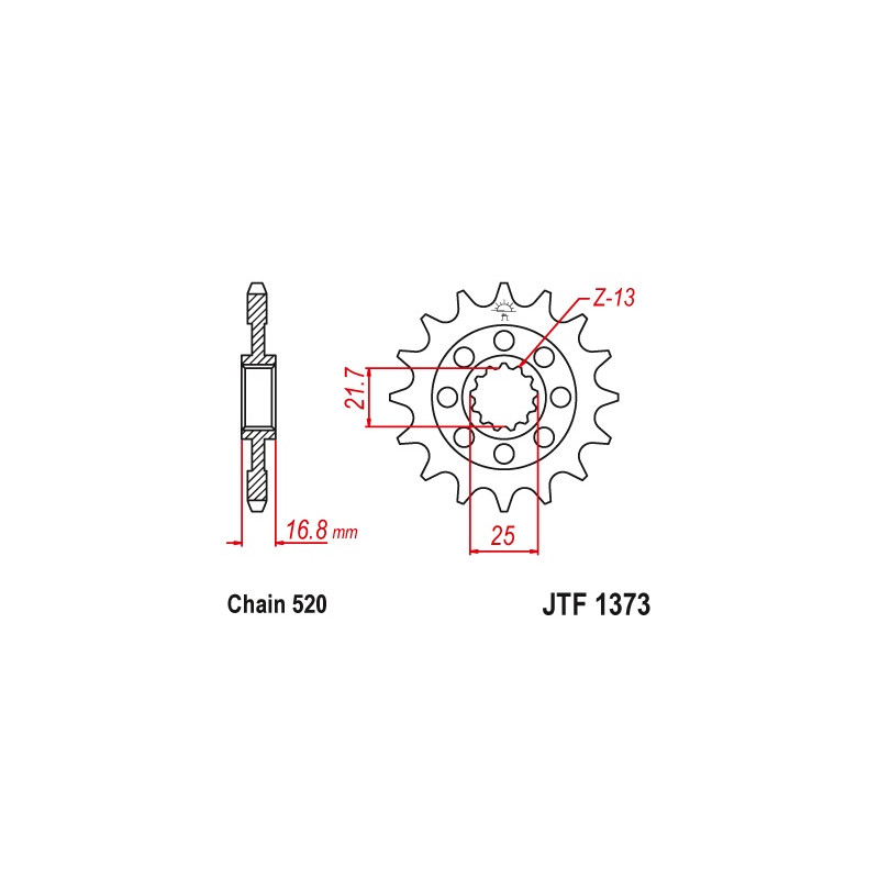 JT ZĘBATKA PRZEDNIA 2042 16 Z GUMĄ HONDA NC 700S/X '12-'13, INTEGRA 700D '12-'13 (JTF1373.16RB)* (ŁAŃC. 520)