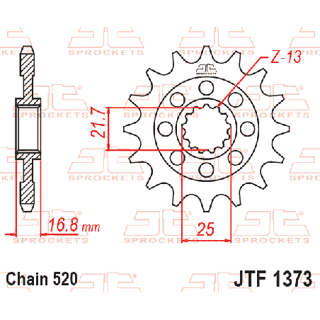 JT ZĘBATKA PRZEDNIA 2042 16 Z GUMĄ HONDA NC 700S/X '12-'13, INTEGRA 700D '12-'13 (JTF1373.16RB)* (ŁAŃC. 520)