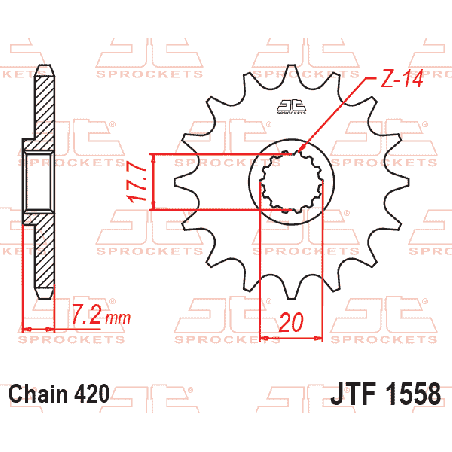 JT ZĘBATKA PRZEDNIA 2335 14 YAMAHA YZ 65 '18-24' (233514JT) (ŁAŃC. 420)