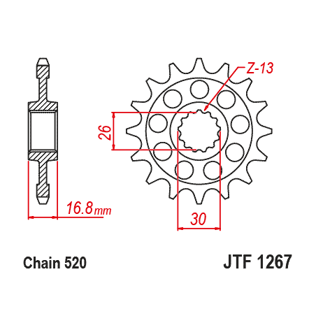 JT ZĘBATKA PRZEDNIA 347 16 HONDA CB 750 HORNET 23-'25, XL 750 TRANSALP '23-'25 (347M16) (ŁAŃC. 520)