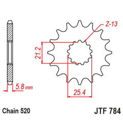 JT ZĘBATKA PRZEDNIA Z GUMĄ CF MOTO MT 450 24-26, BENELLI TRK 702 / X EURO 5 '23-'24, (ŁAŃC. 520)