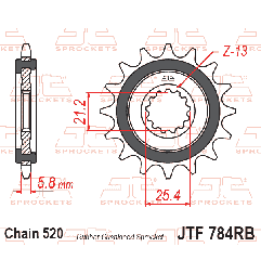 JT ZĘBATKA PRZEDNIA Z GUMĄ CF MOTO MT 450 24-26, BENELLI TRK 702 / X EURO 5 '23-'24, (ŁAŃC. 520)