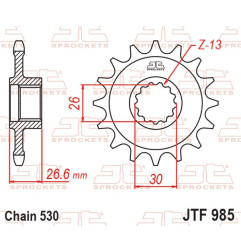 JT ZĘBATKA PRZEDNIA 985 19 HARLEY DAVIDSON RA 1250 PAN AMERICA / S / ST '21-'25 (JTF985.19) (ŁAŃC. 530)