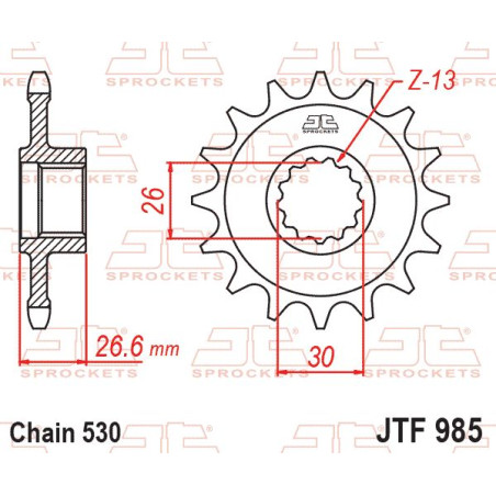 JT ZĘBATKA PRZEDNIA 985 19 HARLEY DAVIDSON RA 1250 PAN AMERICA / S / ST '21-'25 (JTF985.19) (ŁAŃC. 530)