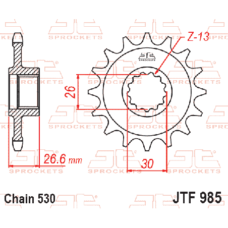 JT ZĘBATKA PRZEDNIA 985 19 HARLEY DAVIDSON RA 1250 PAN AMERICA / S / ST '21-'25 (JTF985.19) (ŁAŃC. 530)