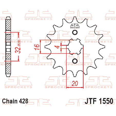 JT ZĘBATKA PRZEDNIA 2182 15 YAMAHA WR 125R/X '09-'15, YZF125R '09-'19, MT125 '15-'17 (218215JT) (ŁAŃC. 428)