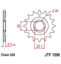 JT ZĘBATKA PRZEDNIA 2103 14 YAMAHA YZF 250 '01-'25, WR 250F '01-'25 (210314JT) (ŁAŃC. 520)